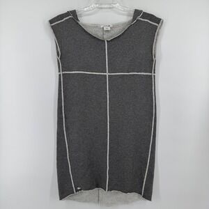 Lacoste Sleeveless Gray‎ Sparkle Sweatshirt Dress Raw Hem Modern Casual Size L